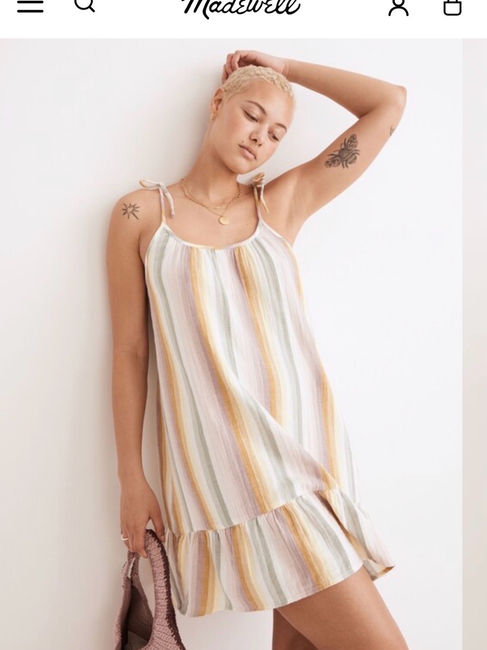 Madewell Pastel Stripe Tie-Shoulder Sundress
